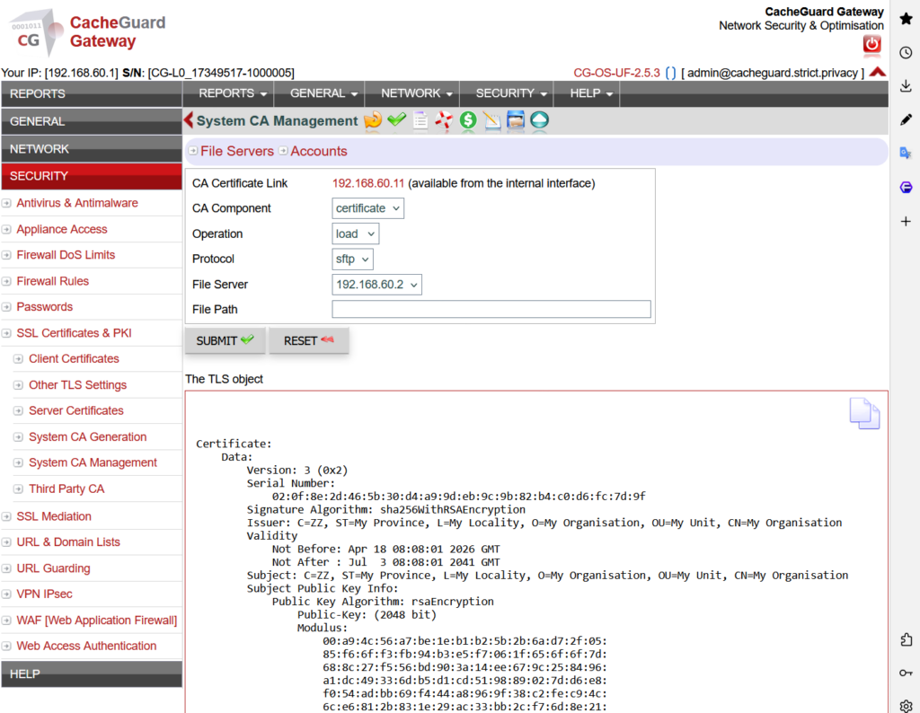CacheGuard Screenshot CA Certificate
