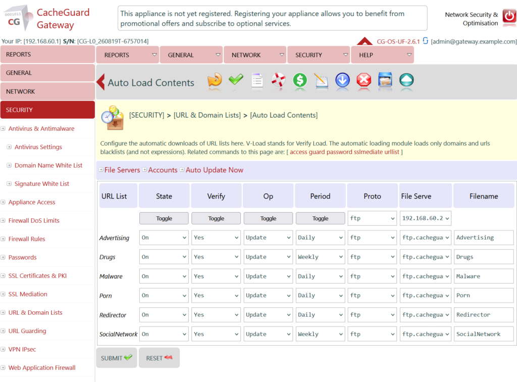 CacheGuard URL Lists