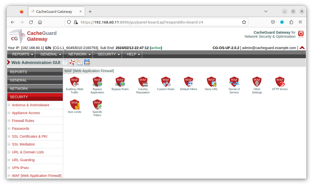 CacheGuard WAF Panel