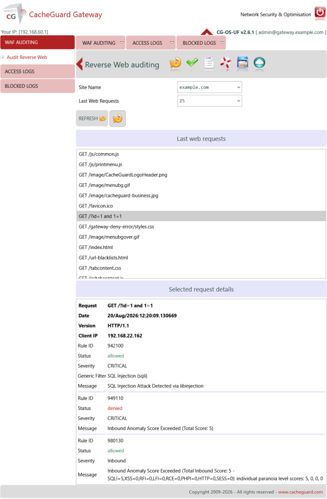 CacheGuard WAF Auditing